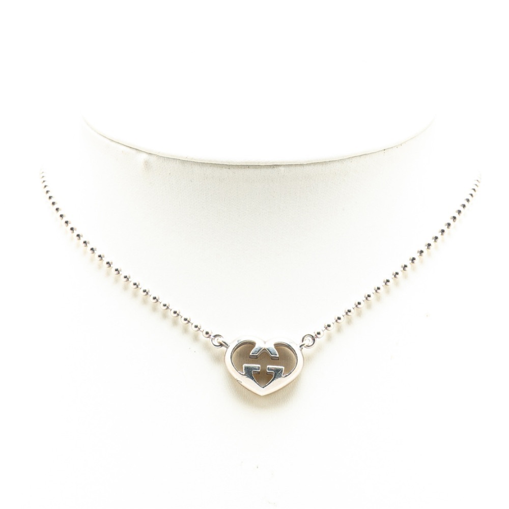Gucci 925 Silver Heart GG Pendant Necklace - Picture 9 of 9
